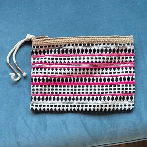 Mango Black and Pink Geometric Cosmetic Bag